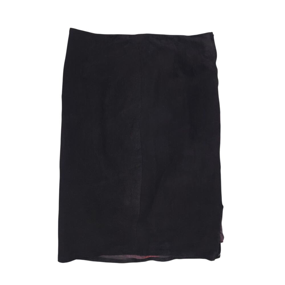 Vintage Cedars Skirt Womens 10 Black Leather Suede High Waist Pencil Midi 80s